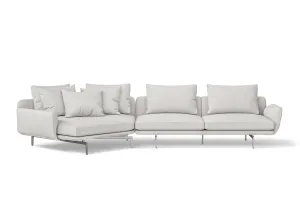 Legnano 4 Seater Left Hand Facing Chaise Lounge Corner Sofa White Leather