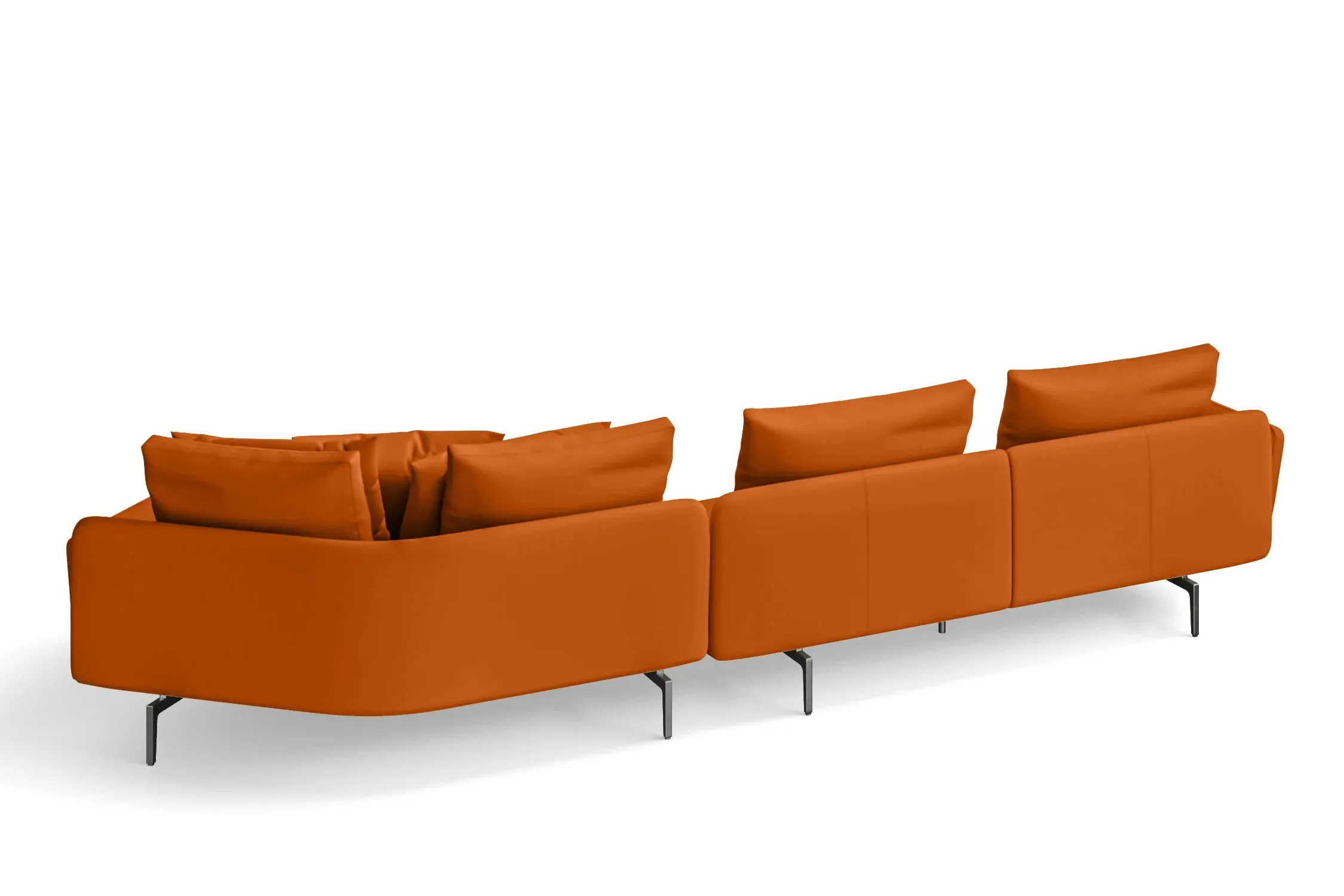 Legnano 4 Seater Right Hand Facing Chaise Lounge Corner Sofa Orange Leather