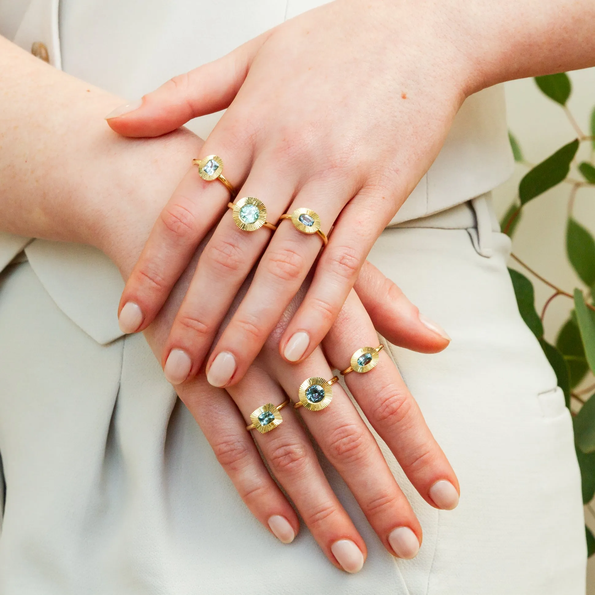 Light Green Tourmaline Aurora Cocktail Ring