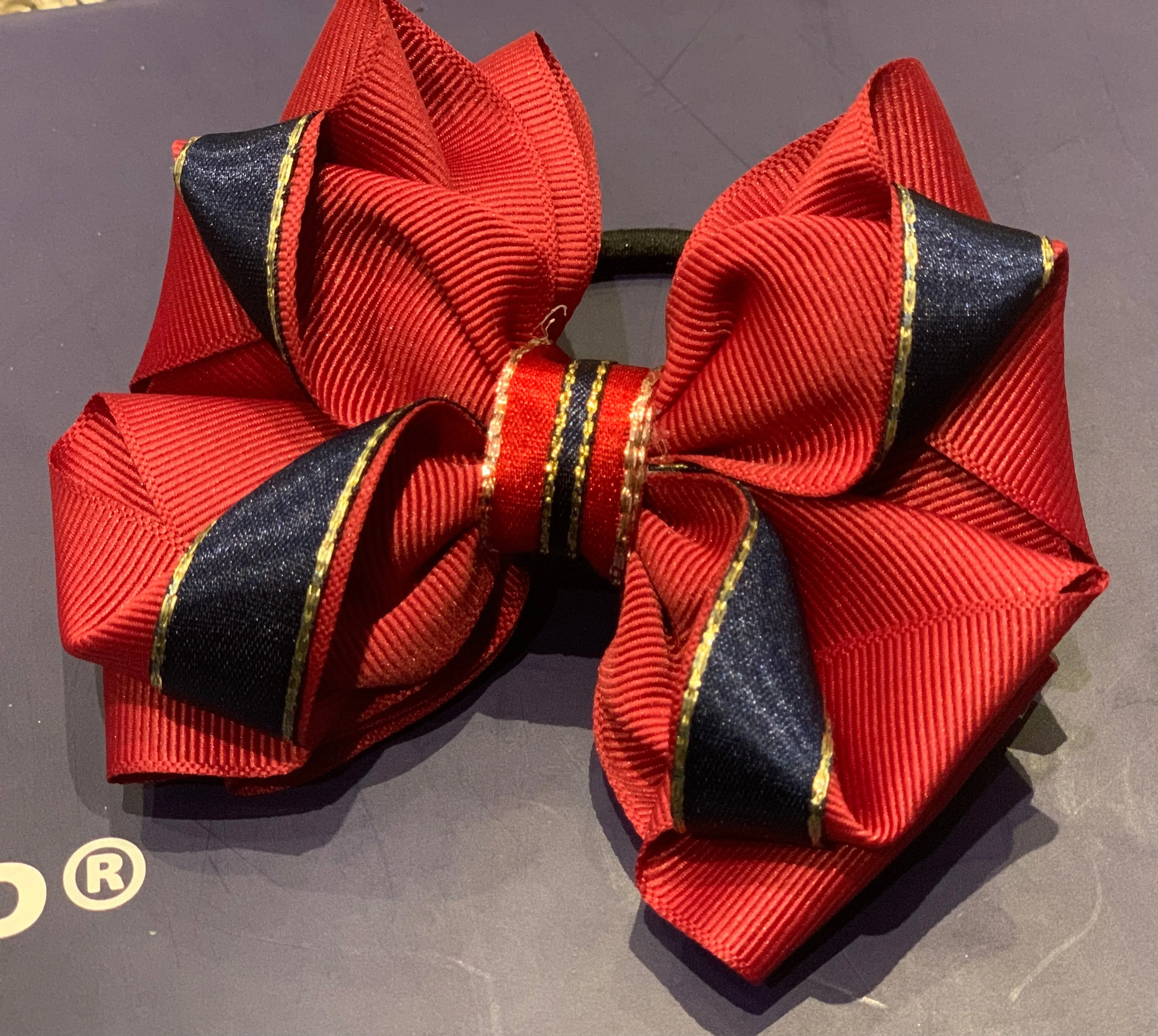 Luxury Bows: Burgundy / Navy twist grosgrain with gold detailing