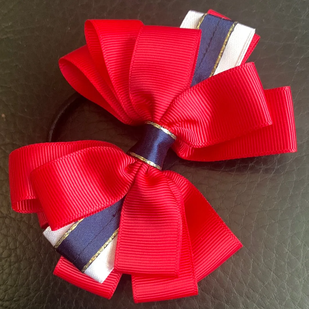 Luxury Bows: Rich red navy, gold and white bows