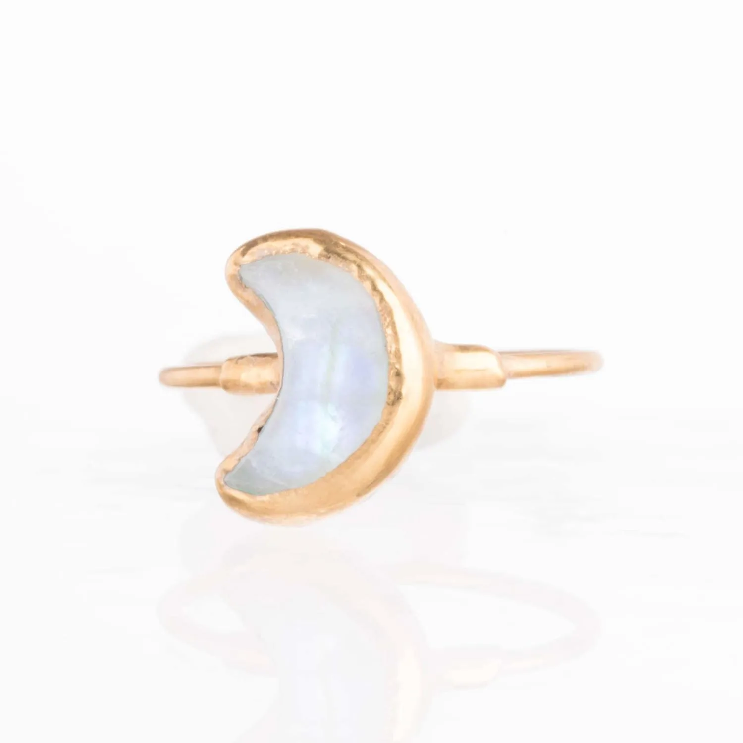 Moon Rainbow Moonstone Ring • Gold Filled • June Birthstone • Handmade Summer Jewelry • Whimsigoth Raw Gemstone Space Ring • 24k Dip