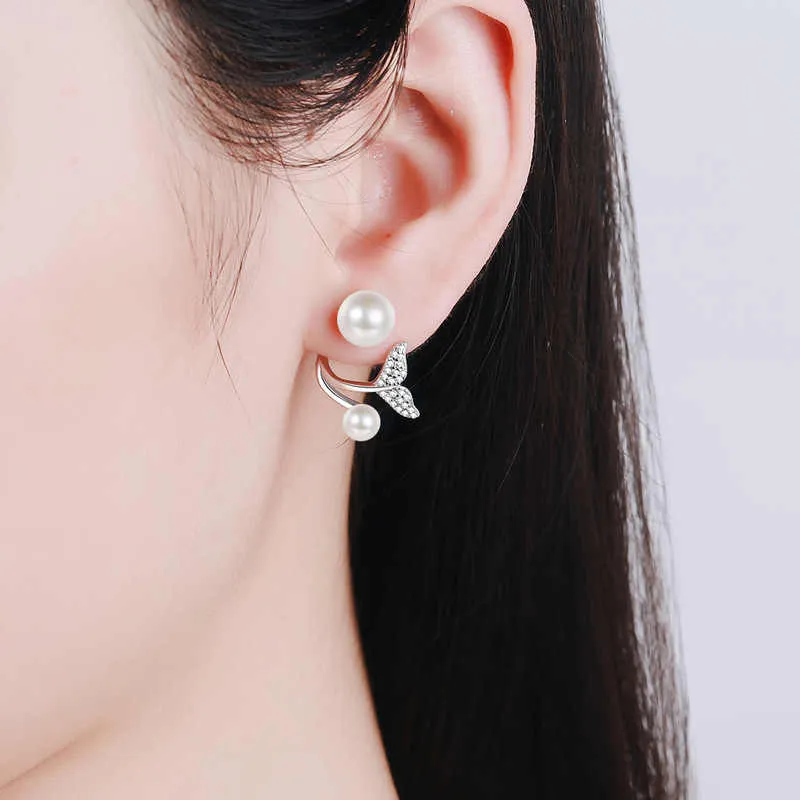 New Elegant Tail Shape Pearl Earrings Jewelry For Woman