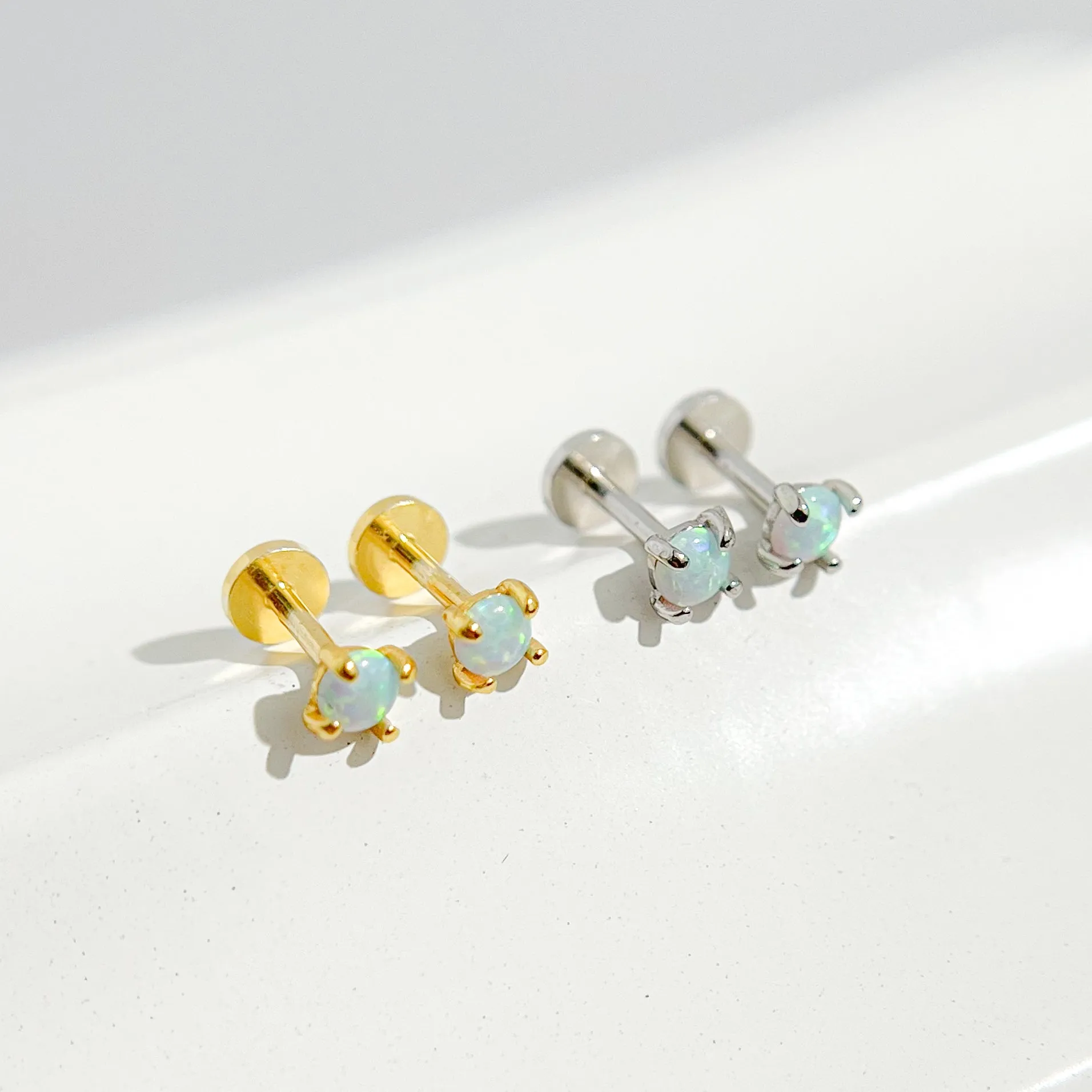 Opal Threadless Flat Back Stud