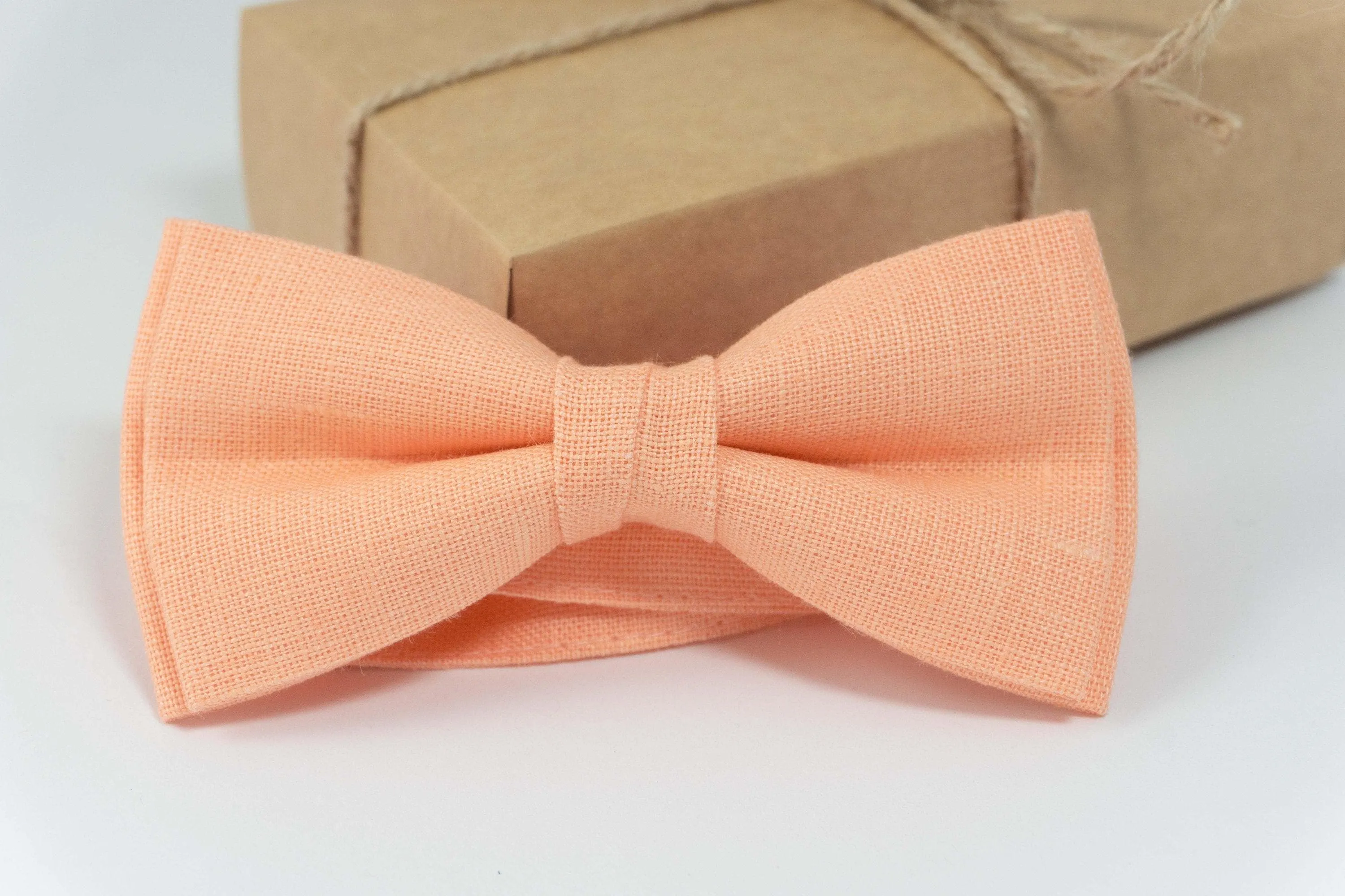 Peach color linen bow tie | mens bow ties