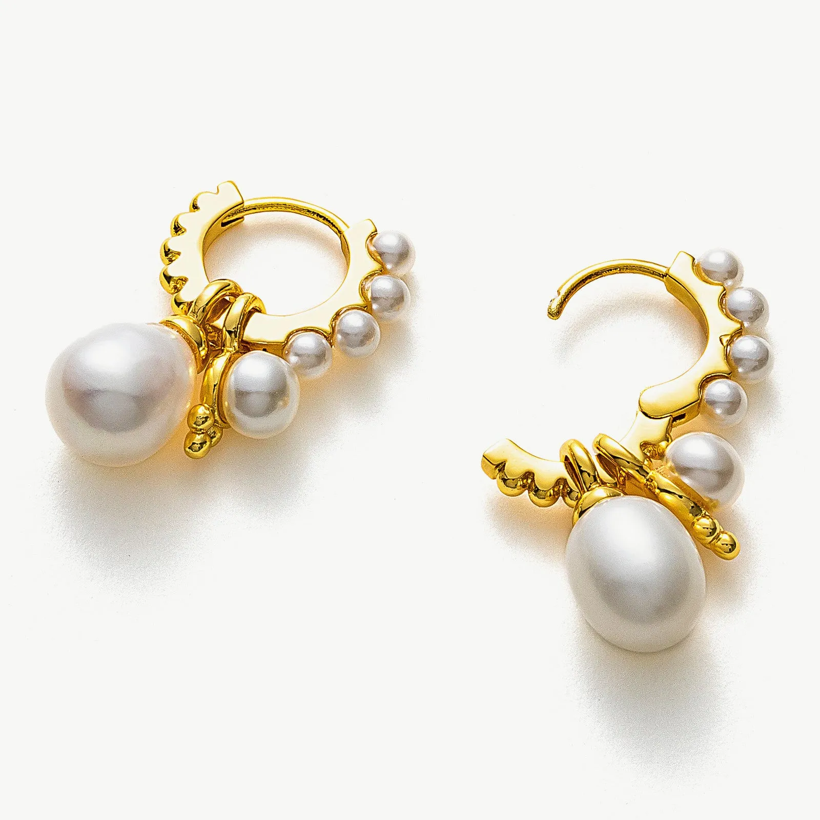 Pearl Huggie Hoops