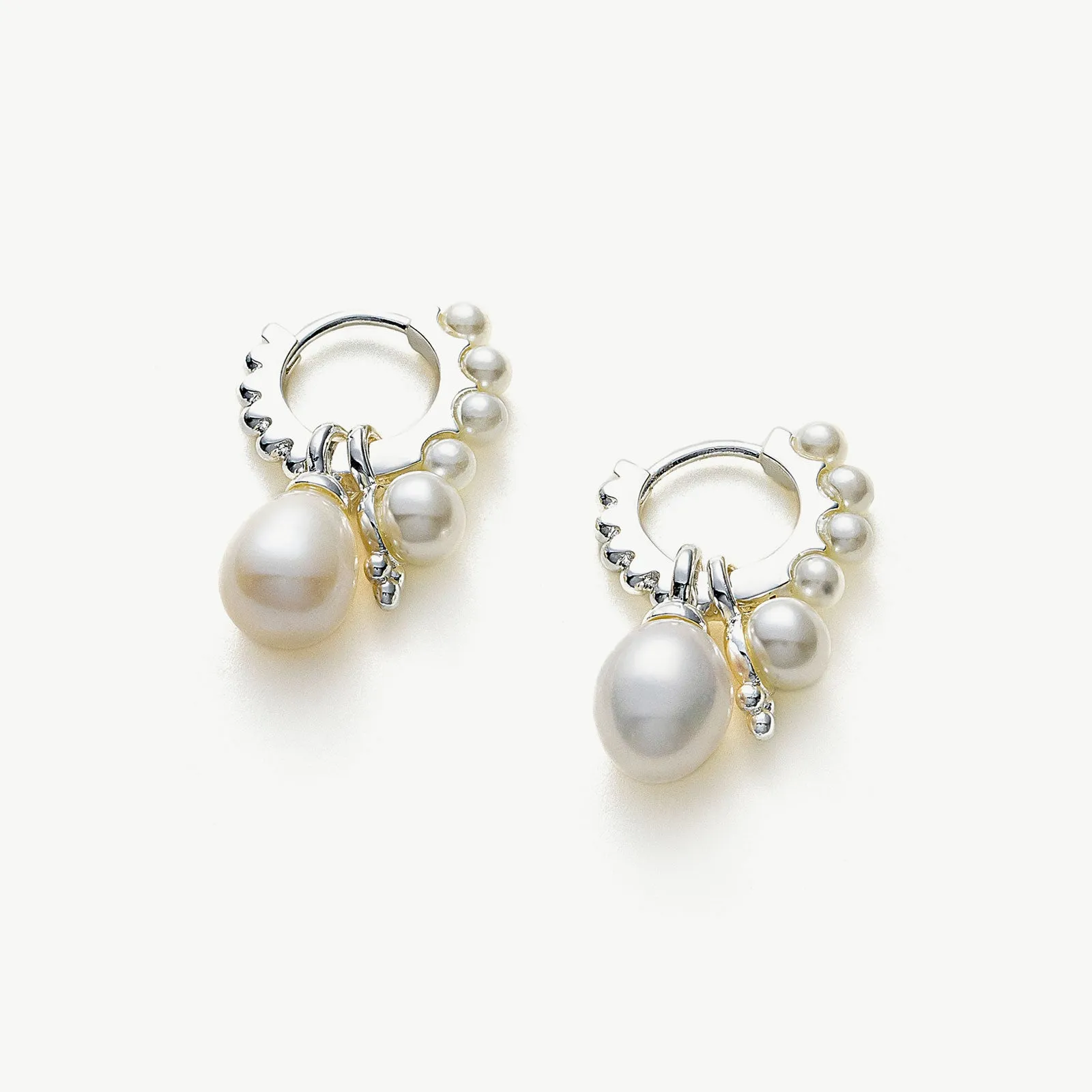 Pearl Huggie Hoops