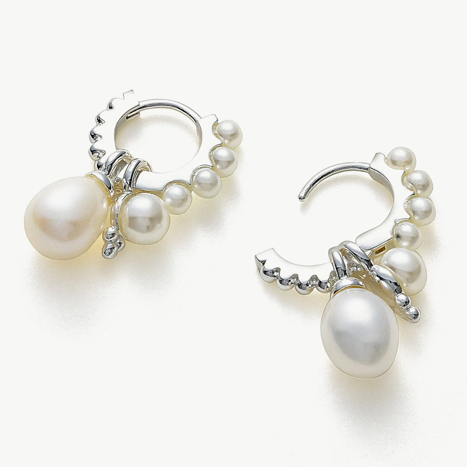 Pearl Huggie Hoops