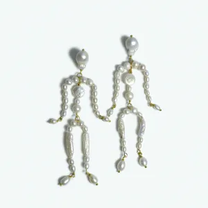 Pearl Skeleton Earrings