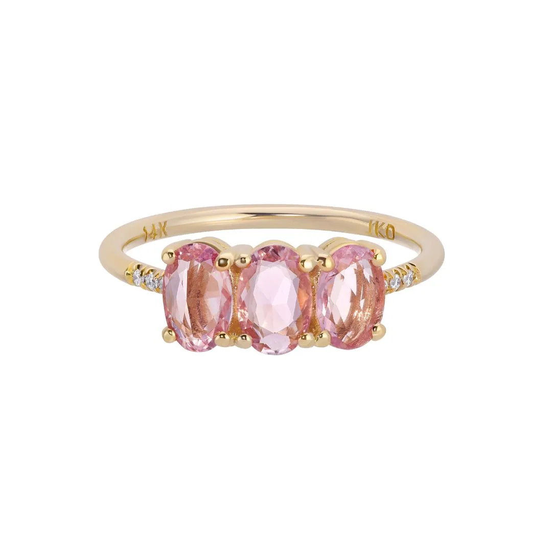 Pink Sapphire Olive Equilibrium Ring