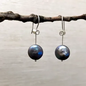 Pivot Peacock coin pearl earrings