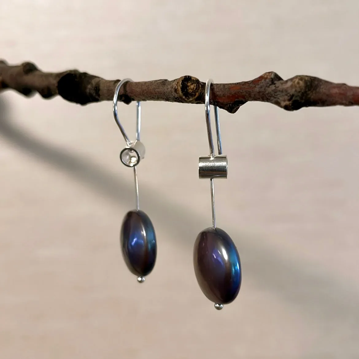 Pivot Peacock coin pearl earrings