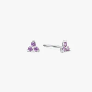 Purple Twinkle Sterling Studs in Silver