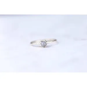 Raw Diamond Ring in Sterling Silver