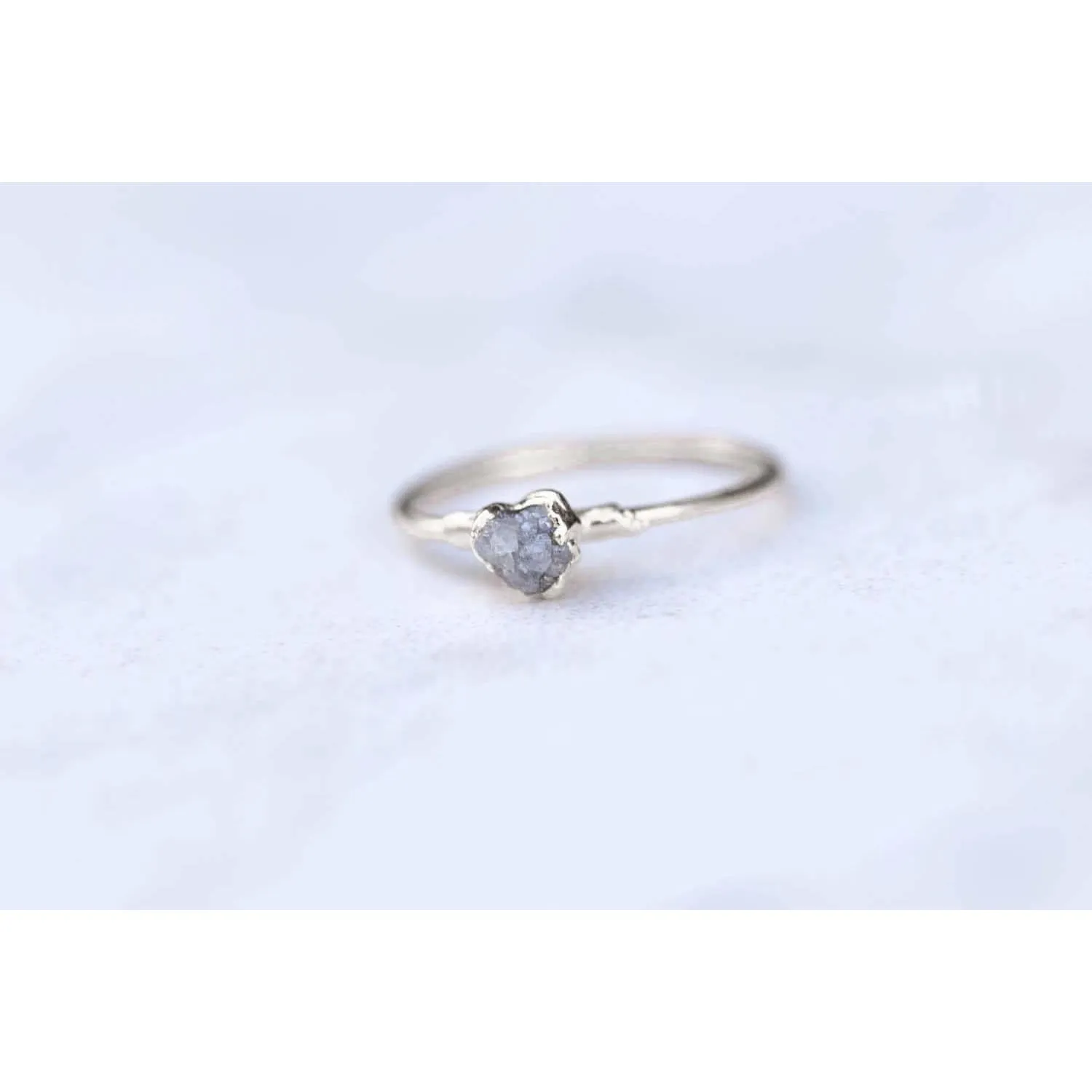 Raw Diamond Ring in Sterling Silver