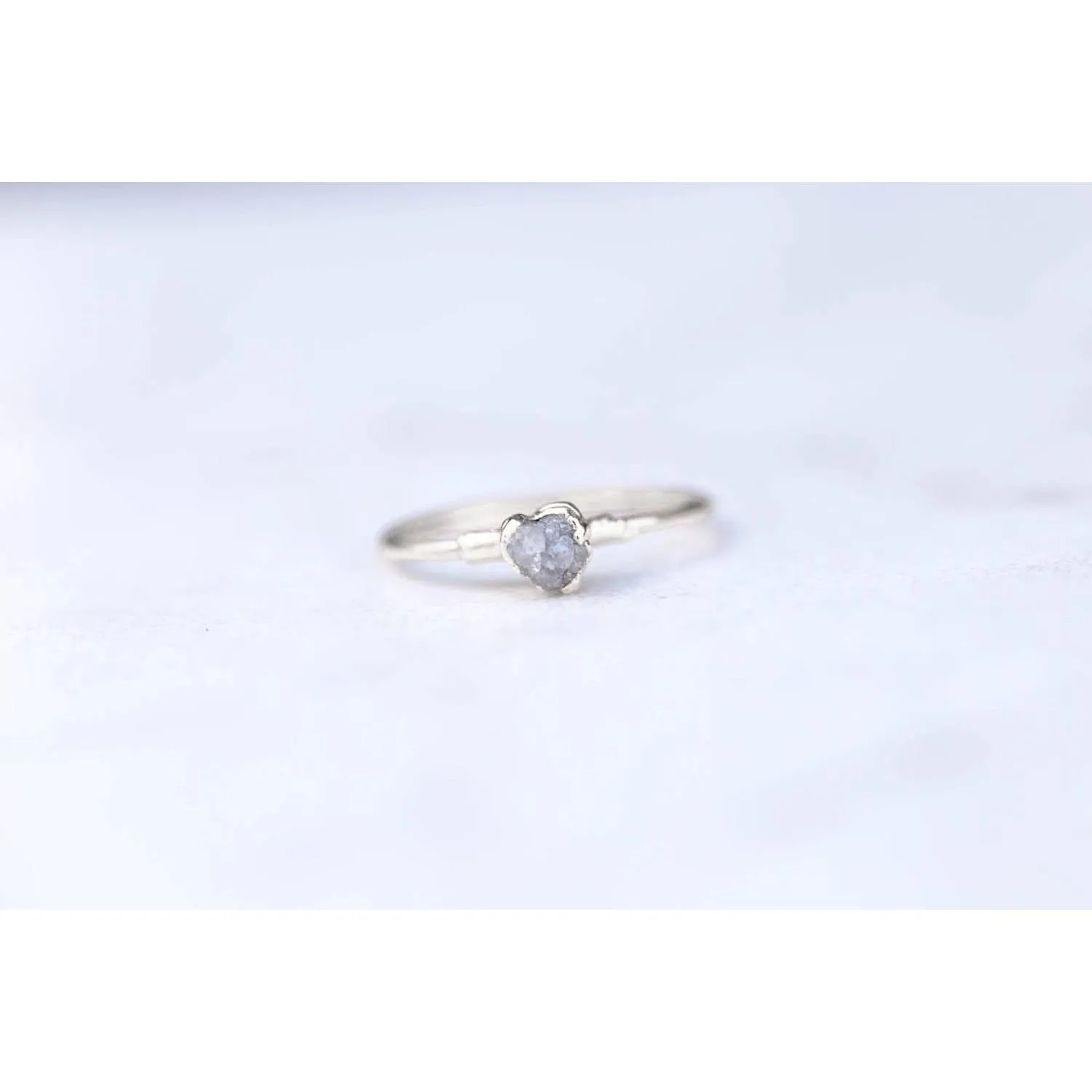 Raw Diamond Ring in Sterling Silver