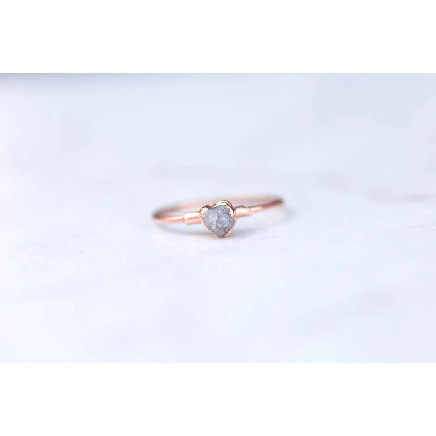 Raw Diamond Ring in Sterling Silver