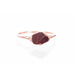 Raw Garnet Ring in Rose Gold