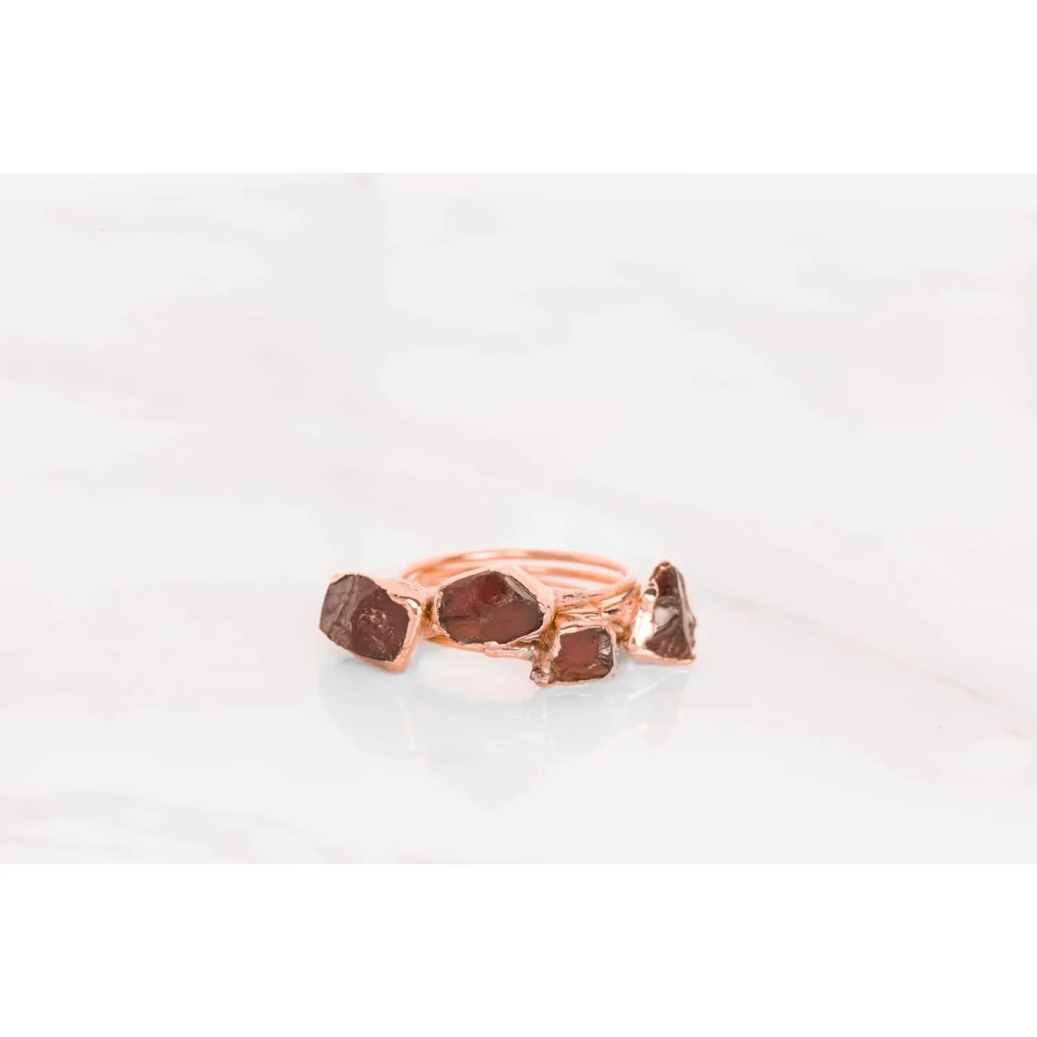 Raw Garnet Ring in Rose Gold