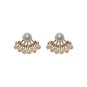 Royal Gold Cluster Pearl Earrings