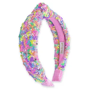 Sequin Knot Headband - Rainbow Confetti