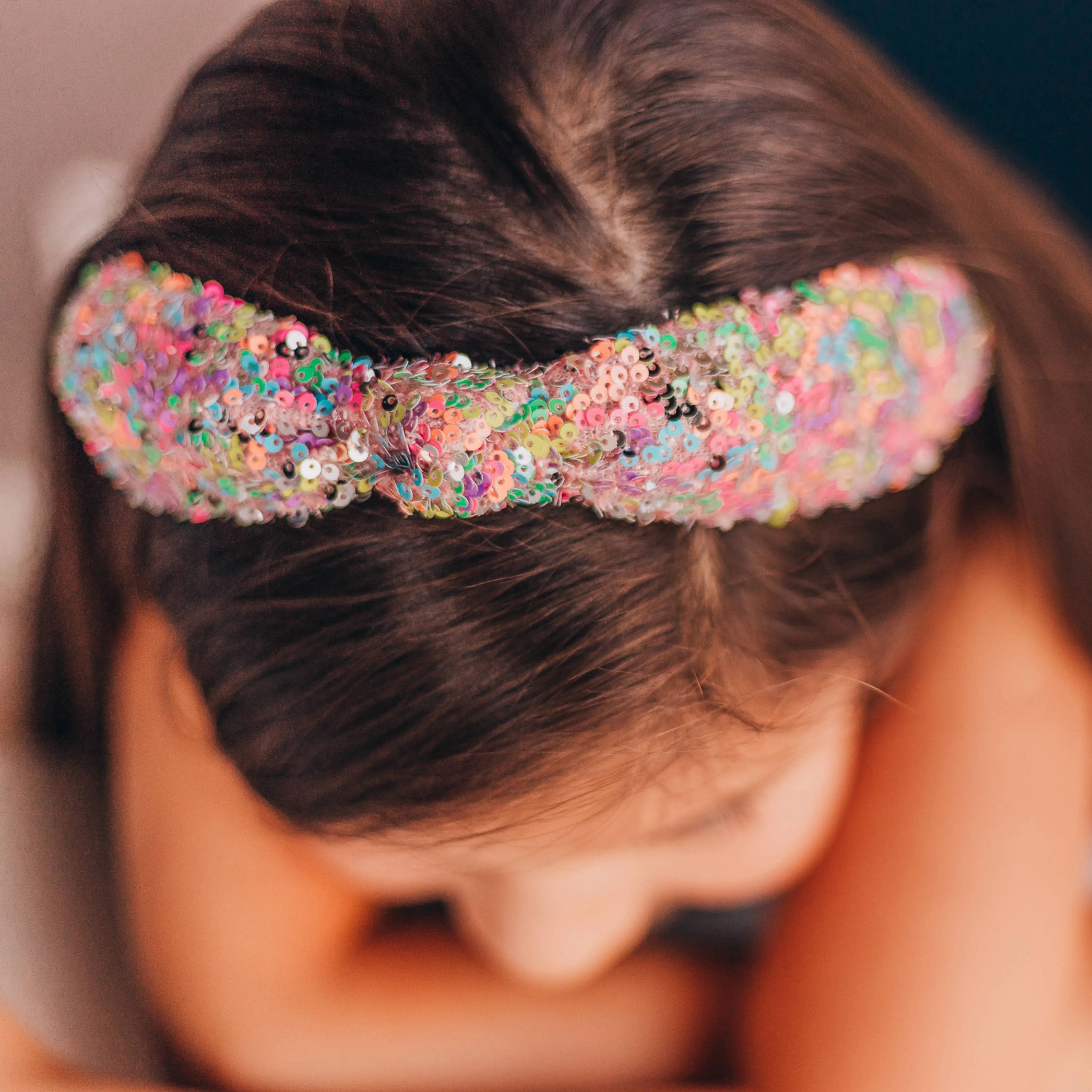 Sequin Knot Headband - Rainbow Confetti