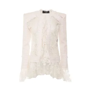 Side to Side Tweed & Lace Spencer Jacket in Light Pink