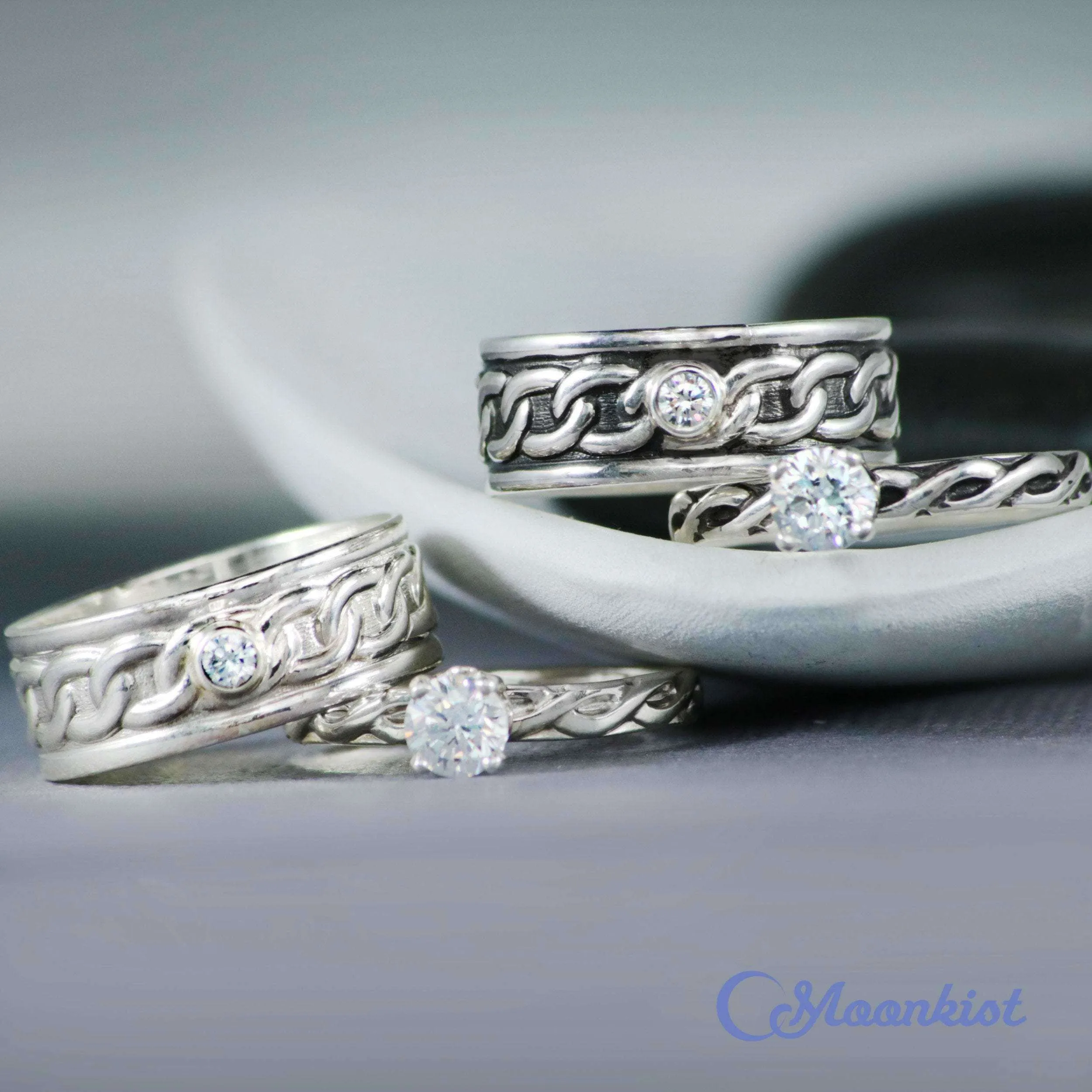 Silver Matching Celtic Ring Set for Couple | Moonkist Designs