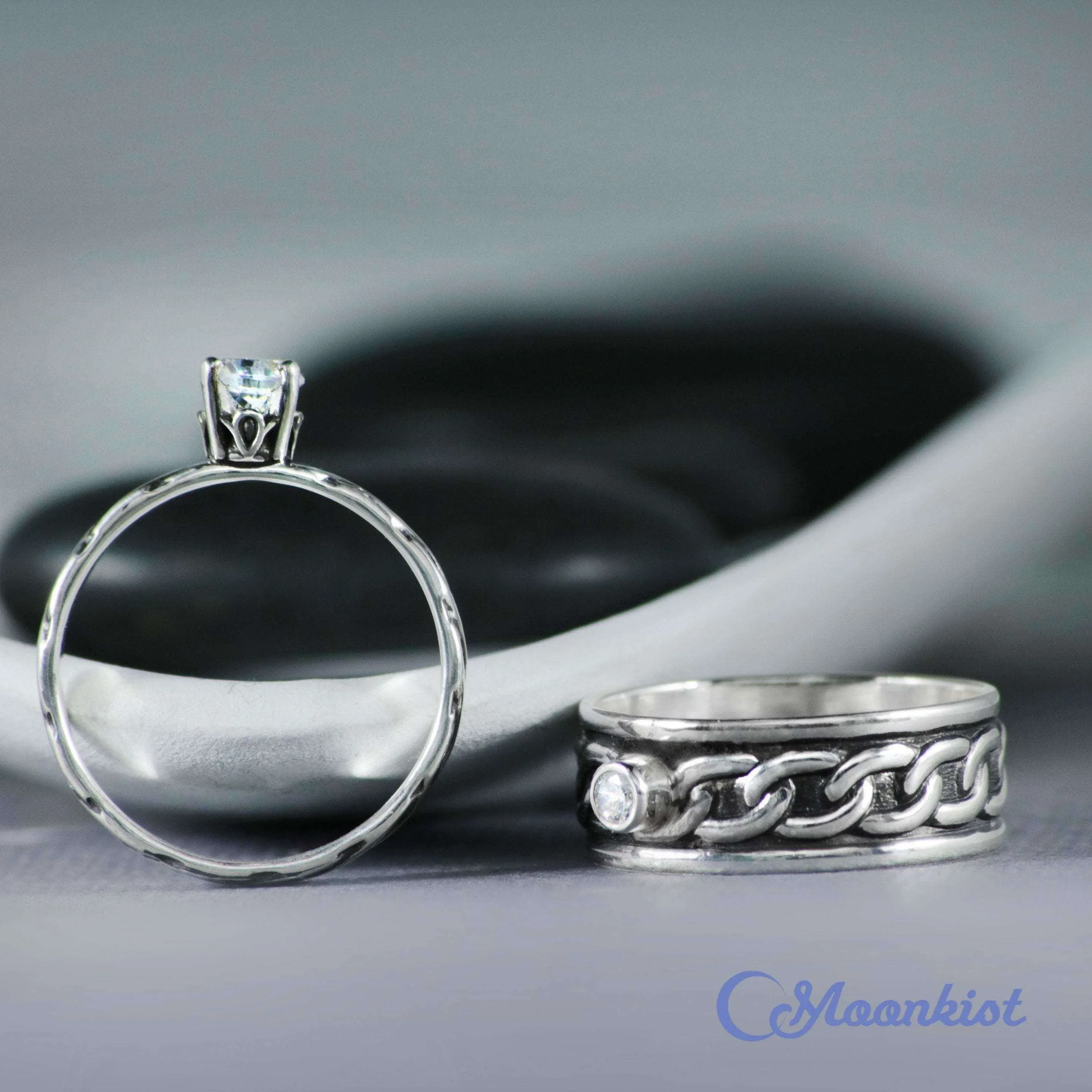 Silver Matching Celtic Ring Set for Couple | Moonkist Designs