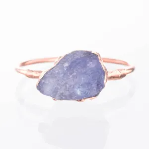 Tanzanite Stacking Ring, Rose Gold Raw Tanzanite Ring, Rough