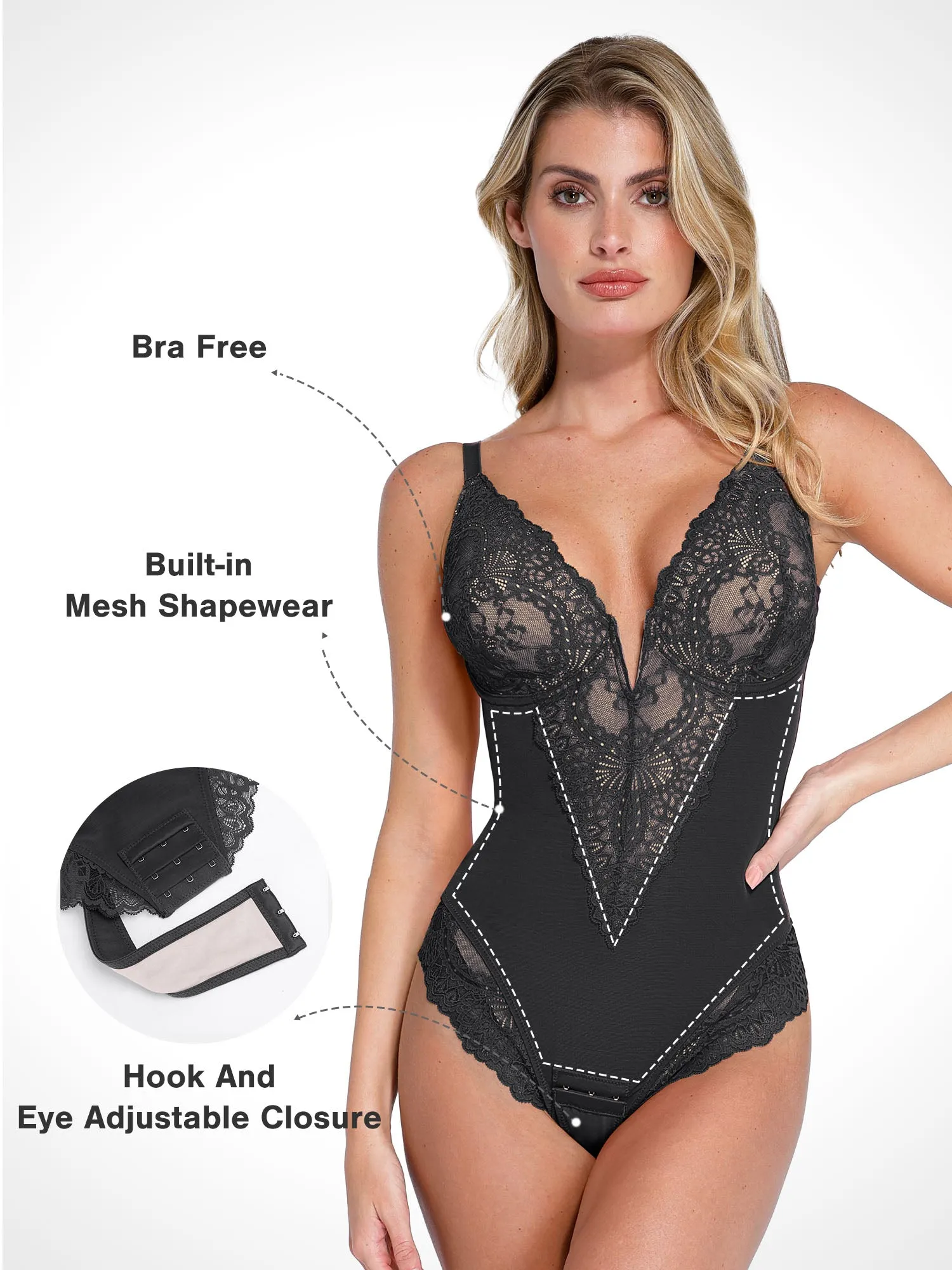 The Shapewear Bodysuit Full Bust Alluring Plunge Lace