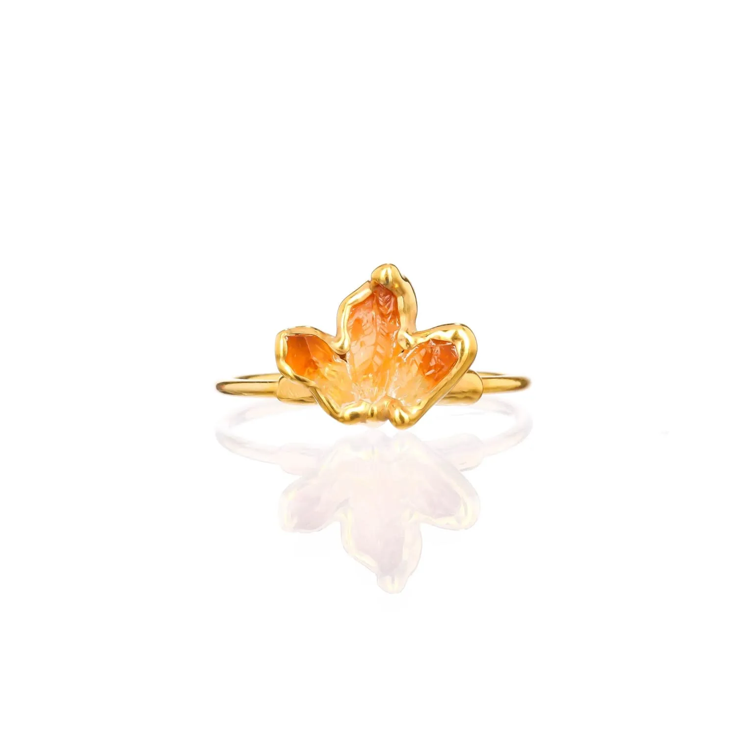 Triple Raw Citrine Fan Ring, Gold Ring,  Ring, November Birthstone, Raw Gemstone Ring,  Ring  • 24k Dip