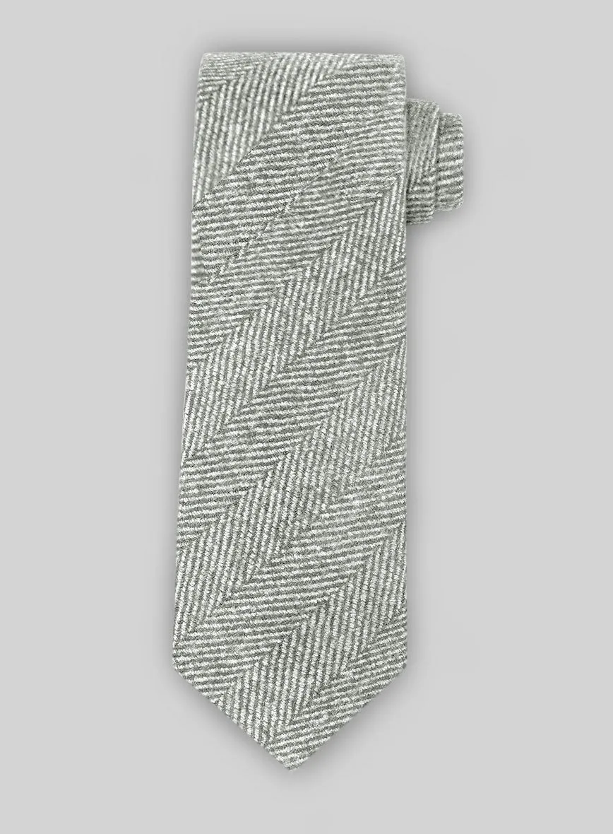 Tweed Tie - Naples Wide Herringbone Light Gray