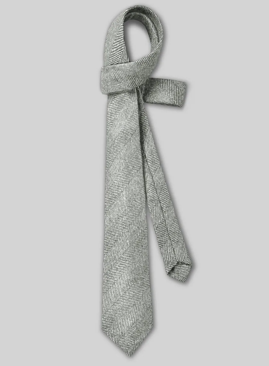 Tweed Tie - Naples Wide Herringbone Light Gray