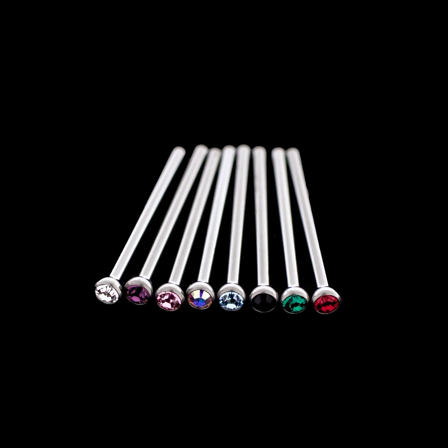 Unbent Nostril Screw / Pins Bezel set with Premium Crystals