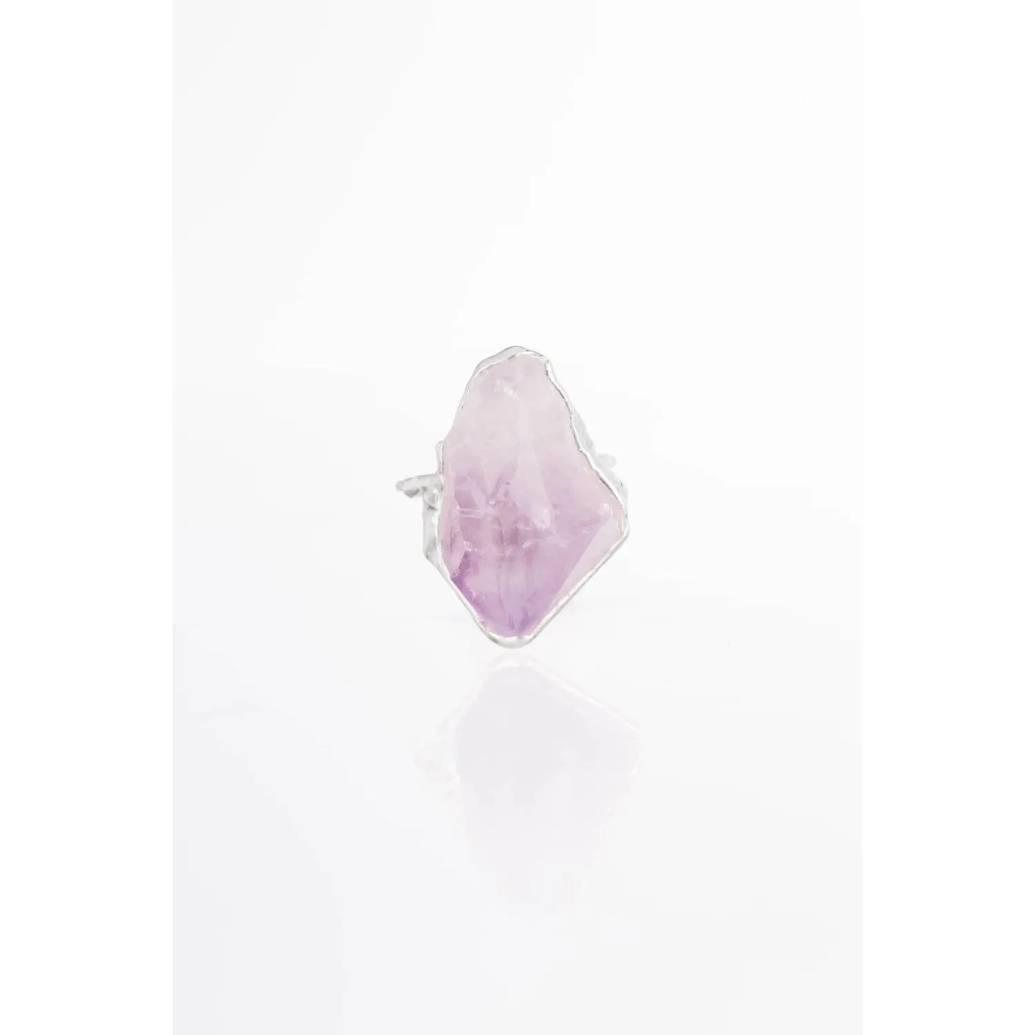 Vertical Silver Raw Amethyst Ring, Sterling SIlver Ring,