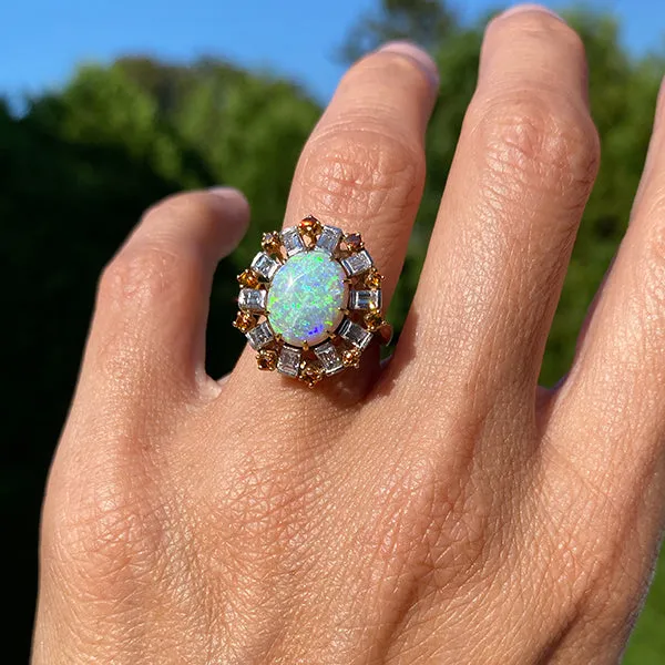 Vintage Opal Diamond & Citrine Ring