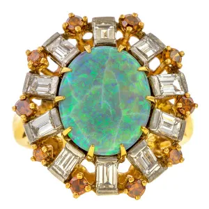 Vintage Opal Diamond & Citrine Ring