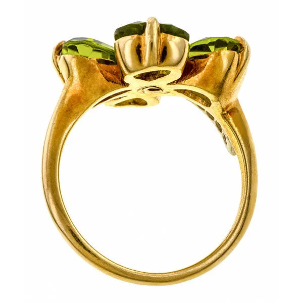 Vintage Peridot & Diamond Clover Ring