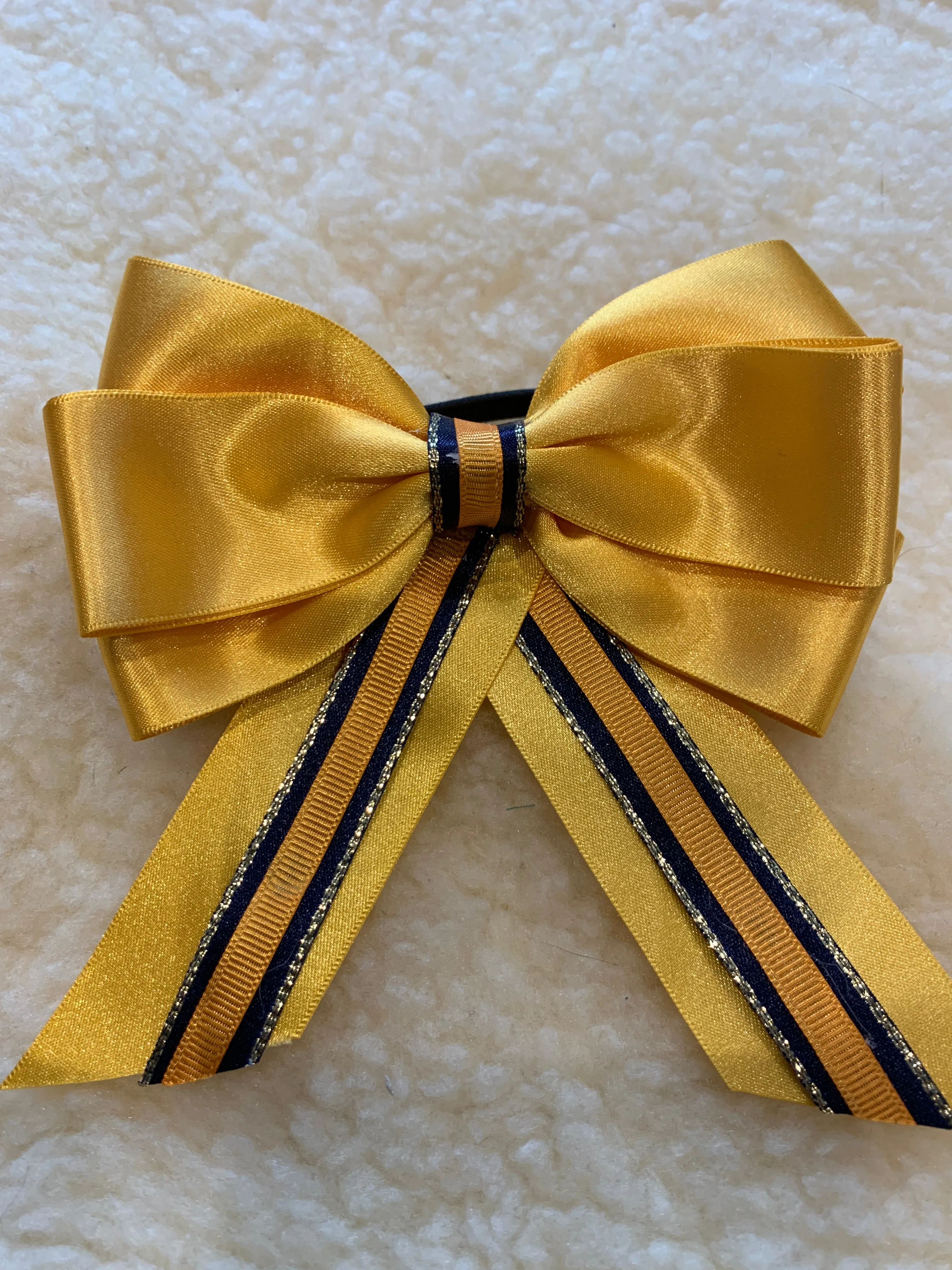 Yellow, navy gold and sunflower - 5” bows with tails